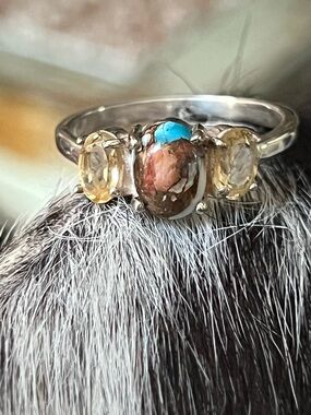 Sterling Silver spiny oyster and citrine ring